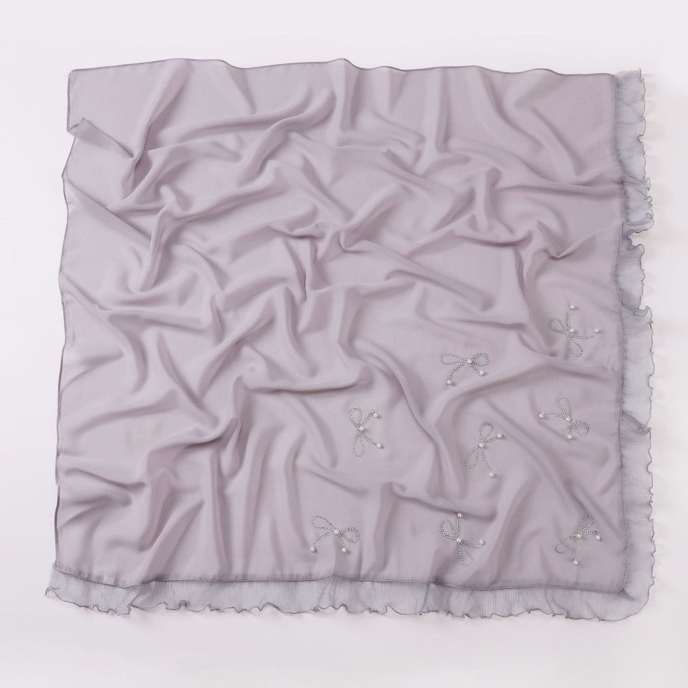 Small Fresh Bow Hot Diamond Bead Organ Lace Pearl Chiffon Square