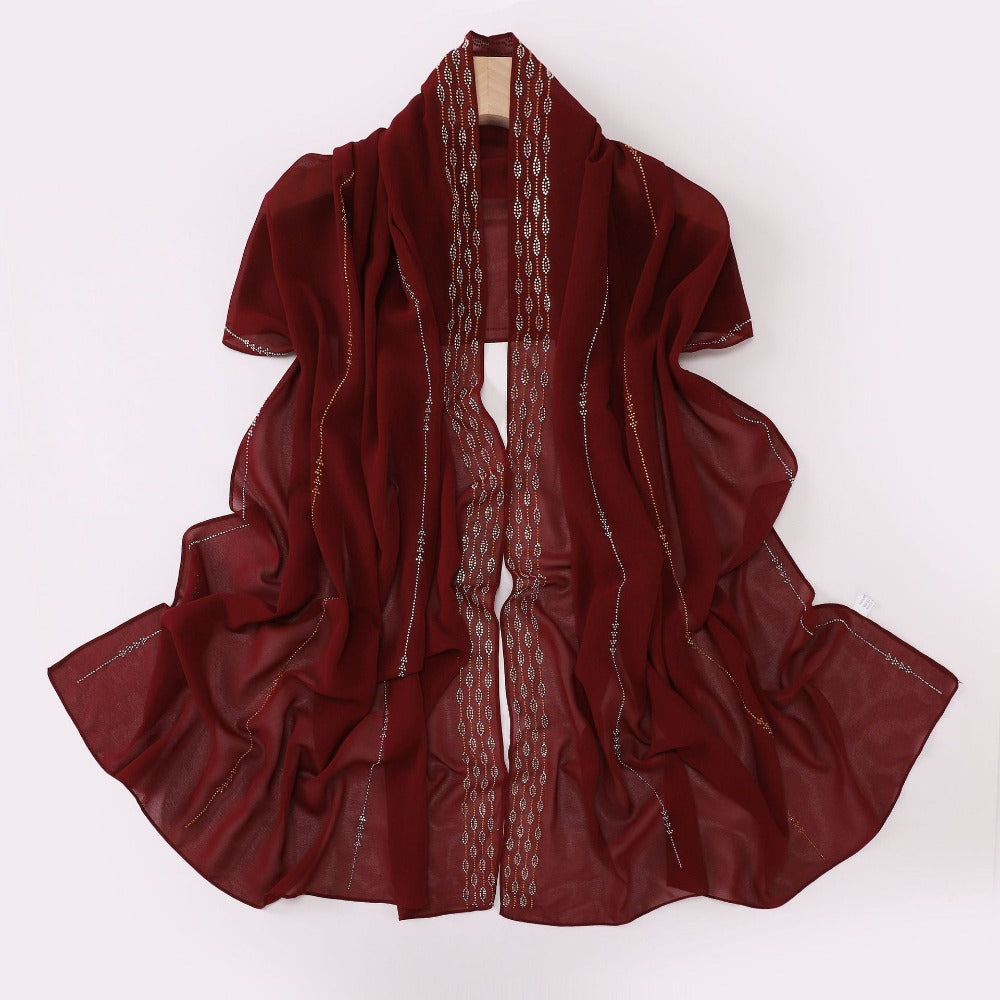 New Pearl Chiffon Boutique Hot Diamond Long Towel Middle East Africa Head Towel South East Asia Head Towel